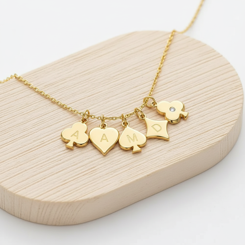 Gold Willow Card Necklace Close-up