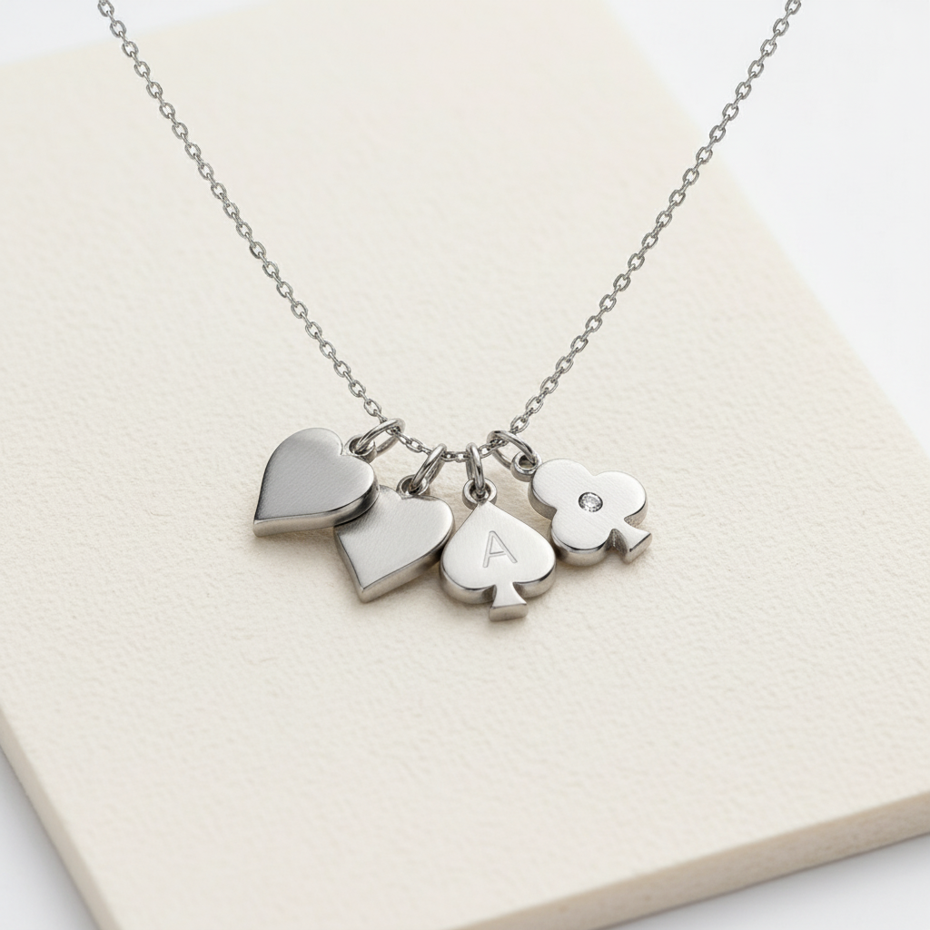 Silver Willow Card Necklace Close-up